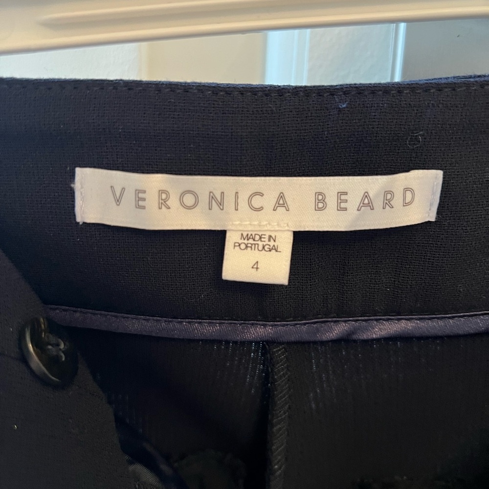Veronica Beard tuxedo crop pant, navy with black piping.  Size 4, $55